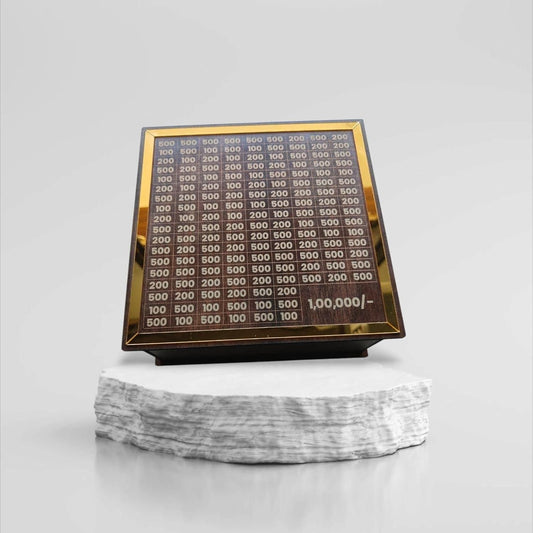 1,00,000 Wooden Savings Box With Reusable Tracker & Marker