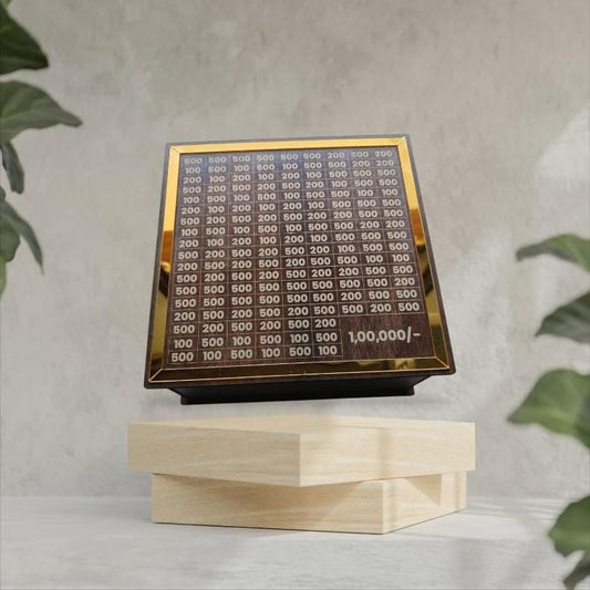 1,00,000 Wooden Savings Box With Reusable Tracker & Marker